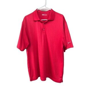 Mens Red Nike Golf Shirt Fit-Dry Size Large The Bucks Club Short Sleeve Shirt